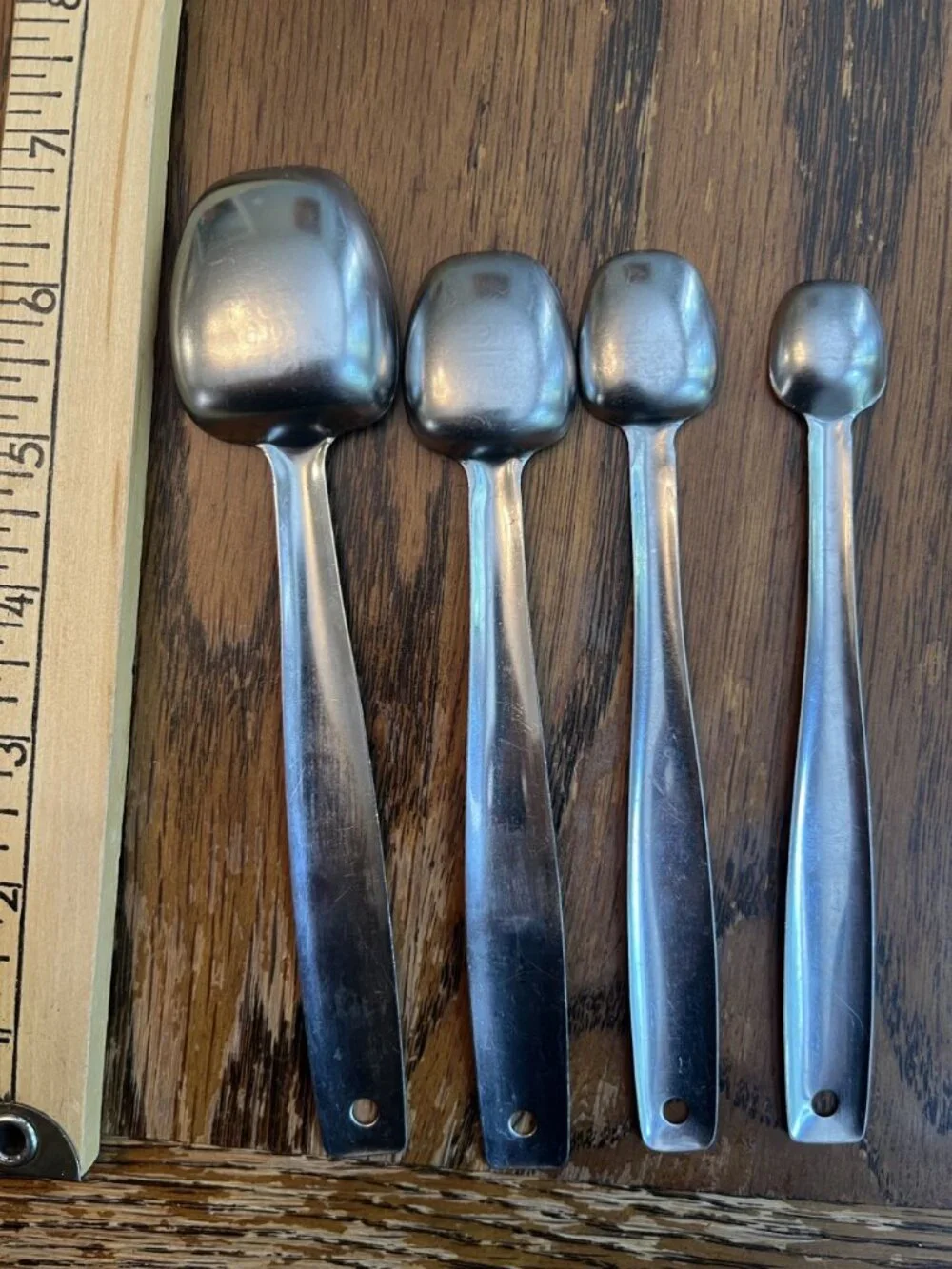 Vintage Set of Foley Measuring Spoons Long-Handled Stainless Steel